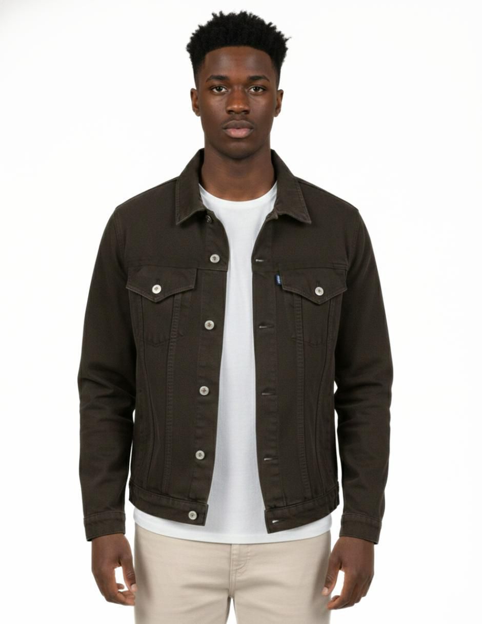 Chamarra denim de mezclilla con bolsillos para hombre 9