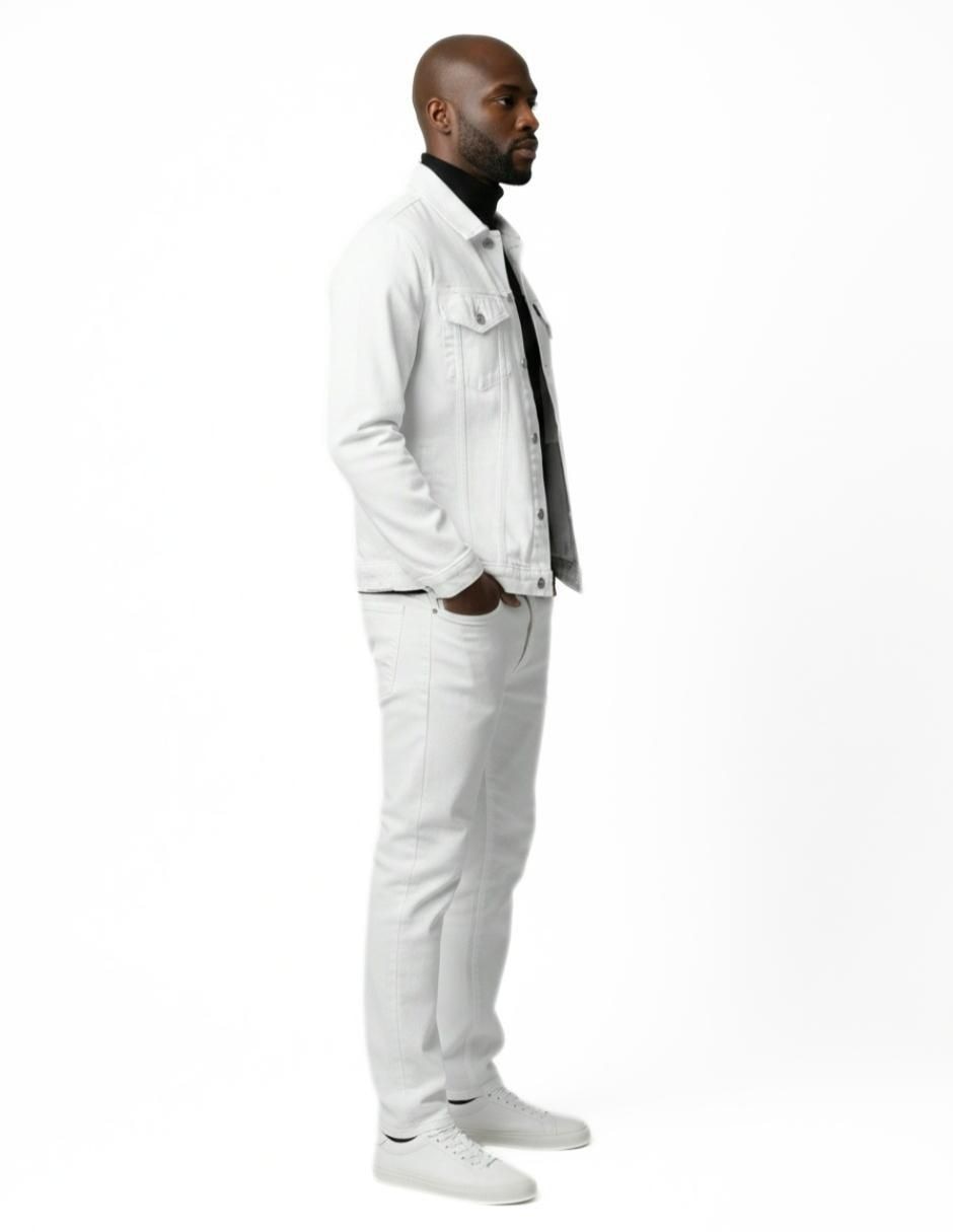 Set chamarra denim de mezclilla con bolsillos para hombre 5