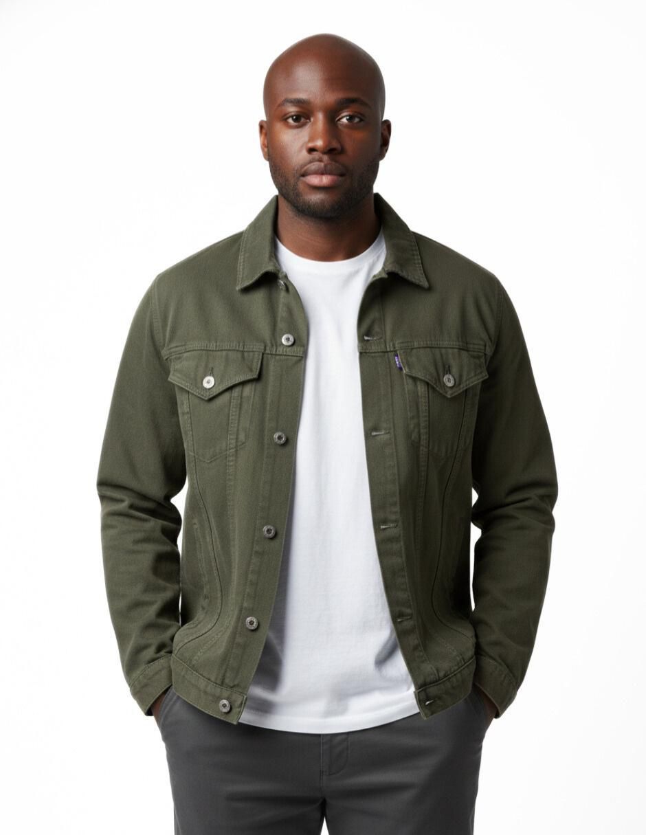 Set chamarra denim de mezclilla con bolsillos para hombre 11