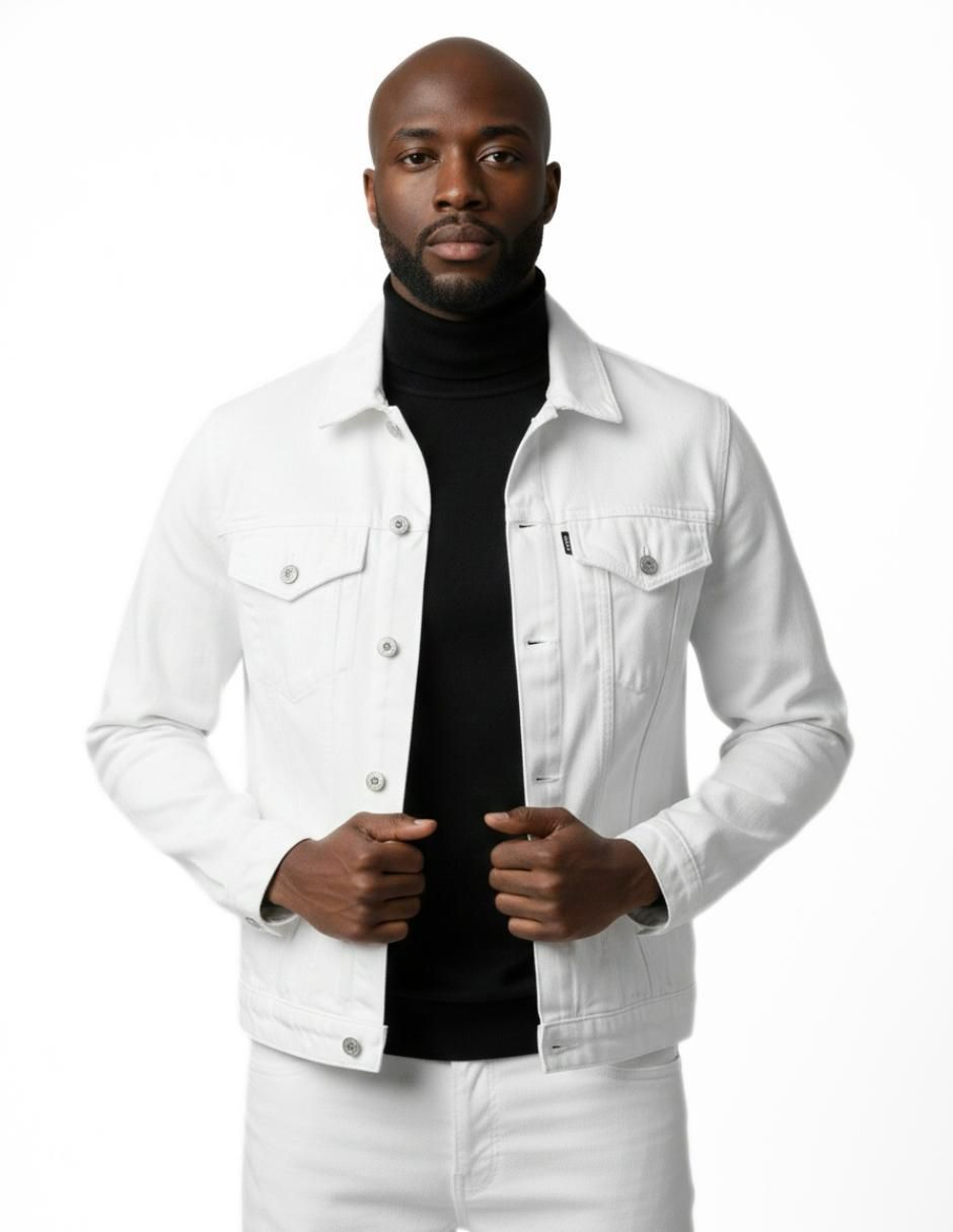 Set chamarra denim de mezclilla con bolsillos para hombre 2