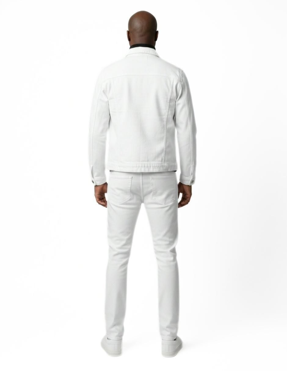 Set chamarra denim de mezclilla con bolsillos para hombre 8