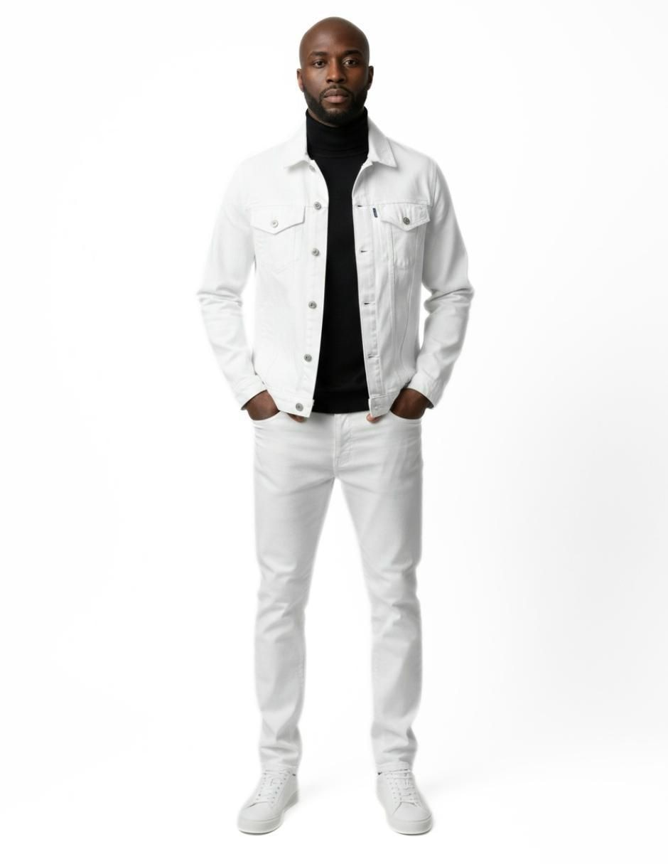 Set chamarra denim de mezclilla con bolsillos para hombre 10