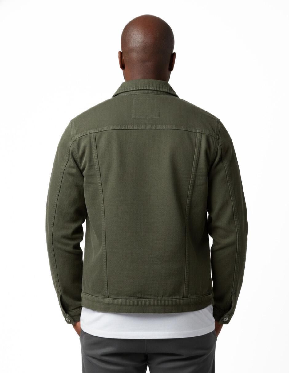 Set chamarra denim de mezclilla con bolsillos para hombre 9