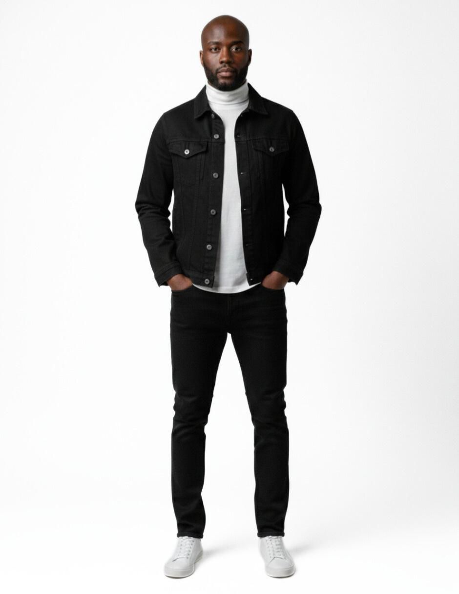 Set chamarra denim de mezclilla con bolsillos para hombre 5