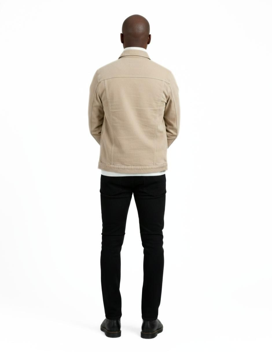 Set chamarra denim de mezclilla con bolsillos para hombre 11