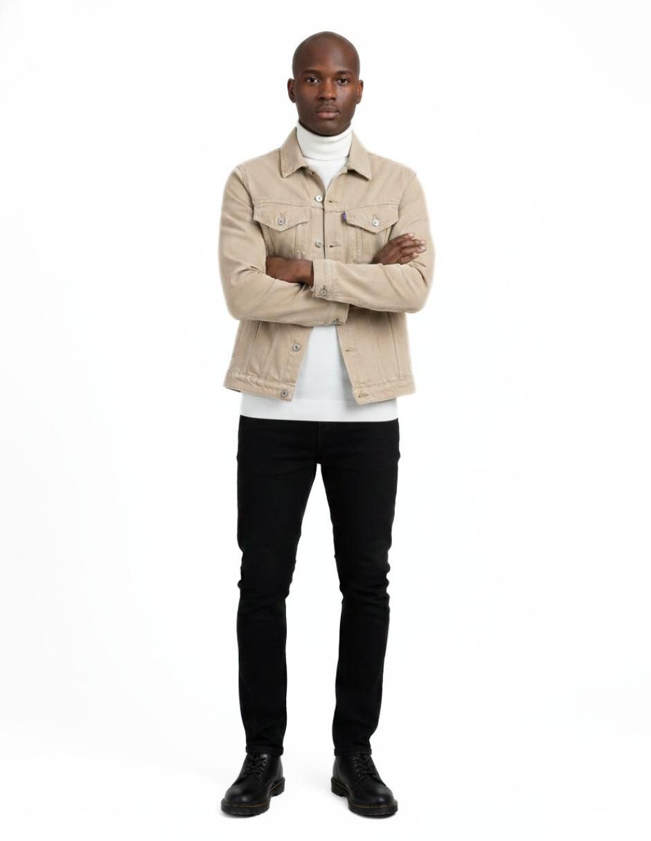 Set chamarra denim de mezclilla con bolsillos para hombre 8