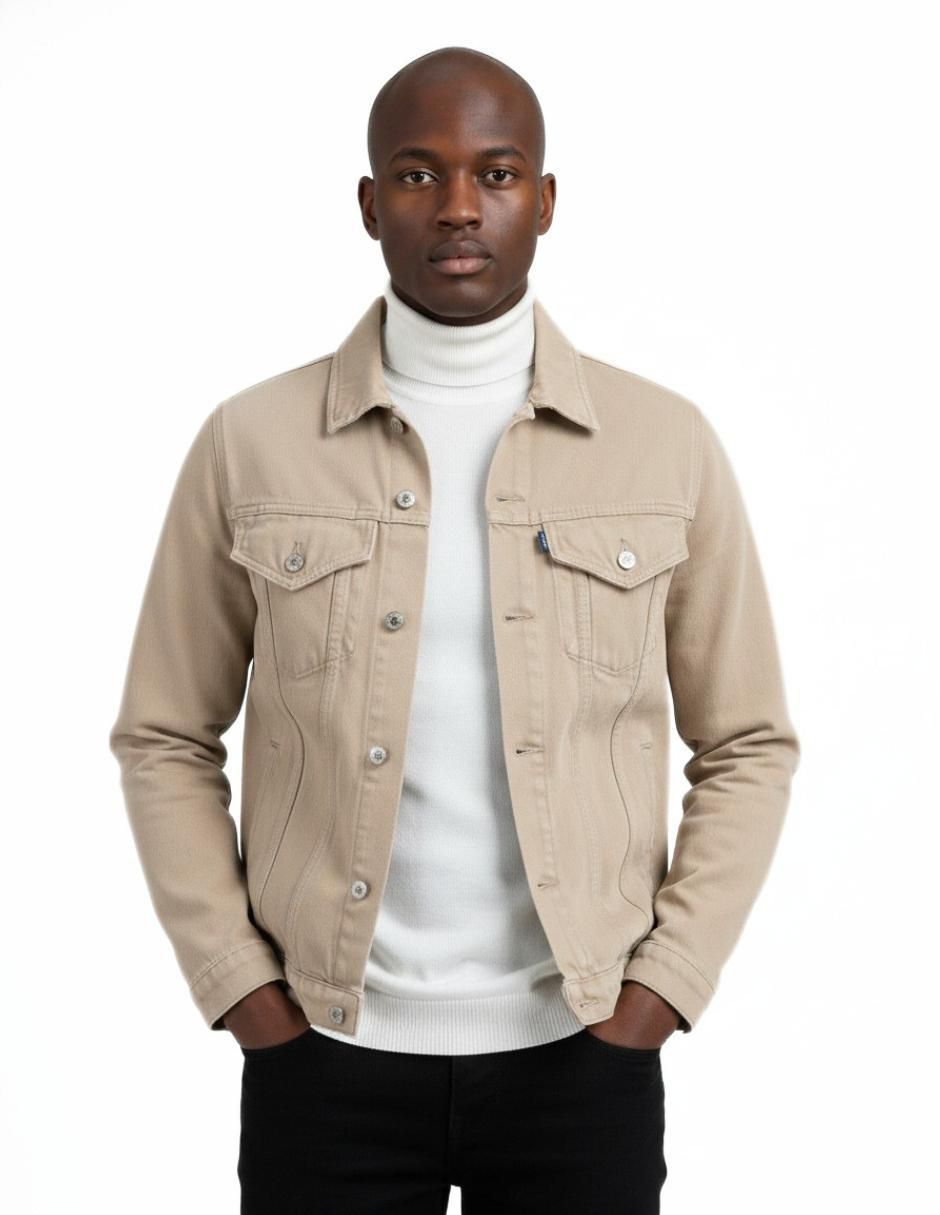 Set chamarra denim de mezclilla con bolsillos para hombre 10