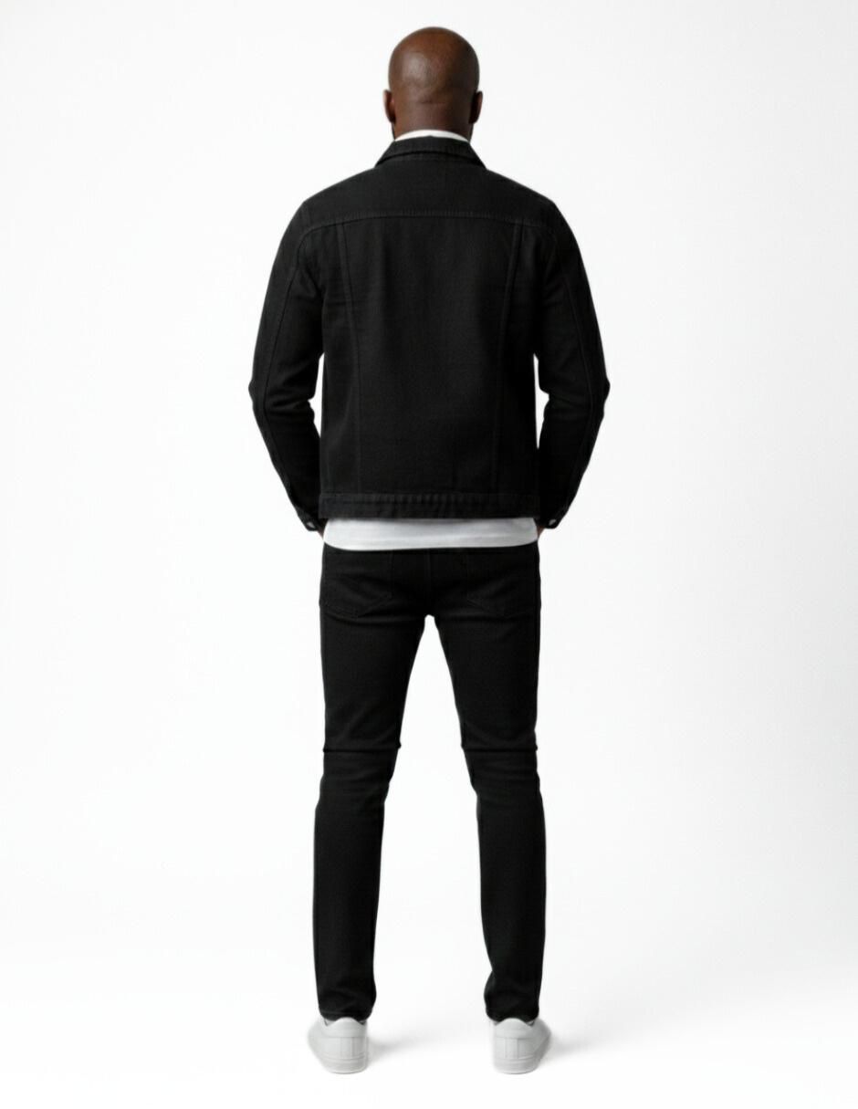Set chamarra denim de mezclilla con bolsillos para hombre 9