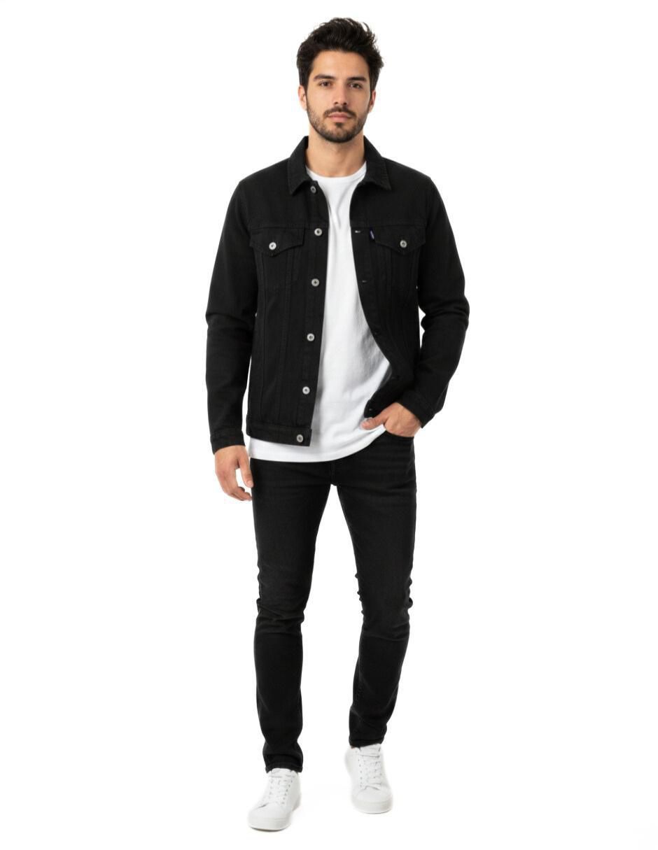 Set chamarra denim de mezclilla con bolsillos para hombre 3
