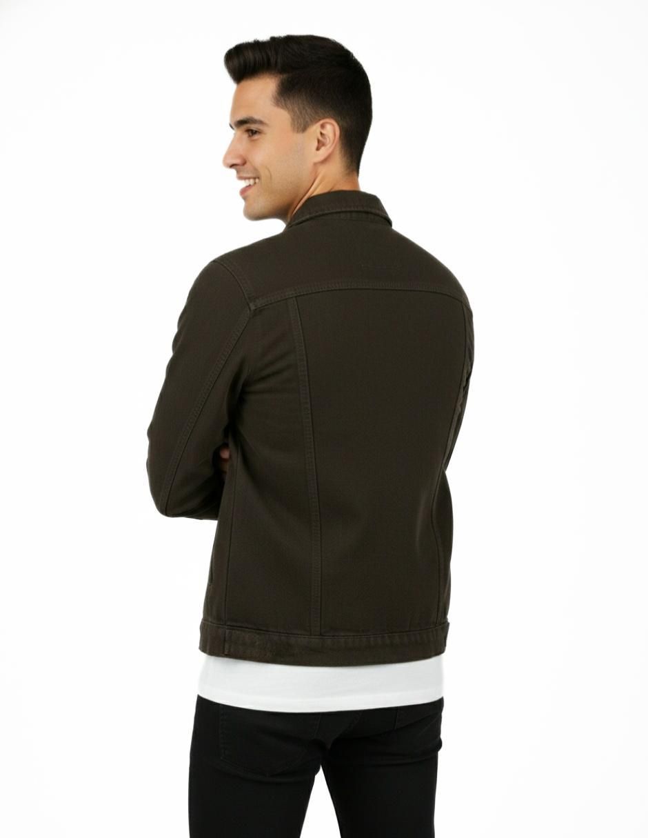 Set chamarra denim de mezclilla con bolsillos para hombre 7