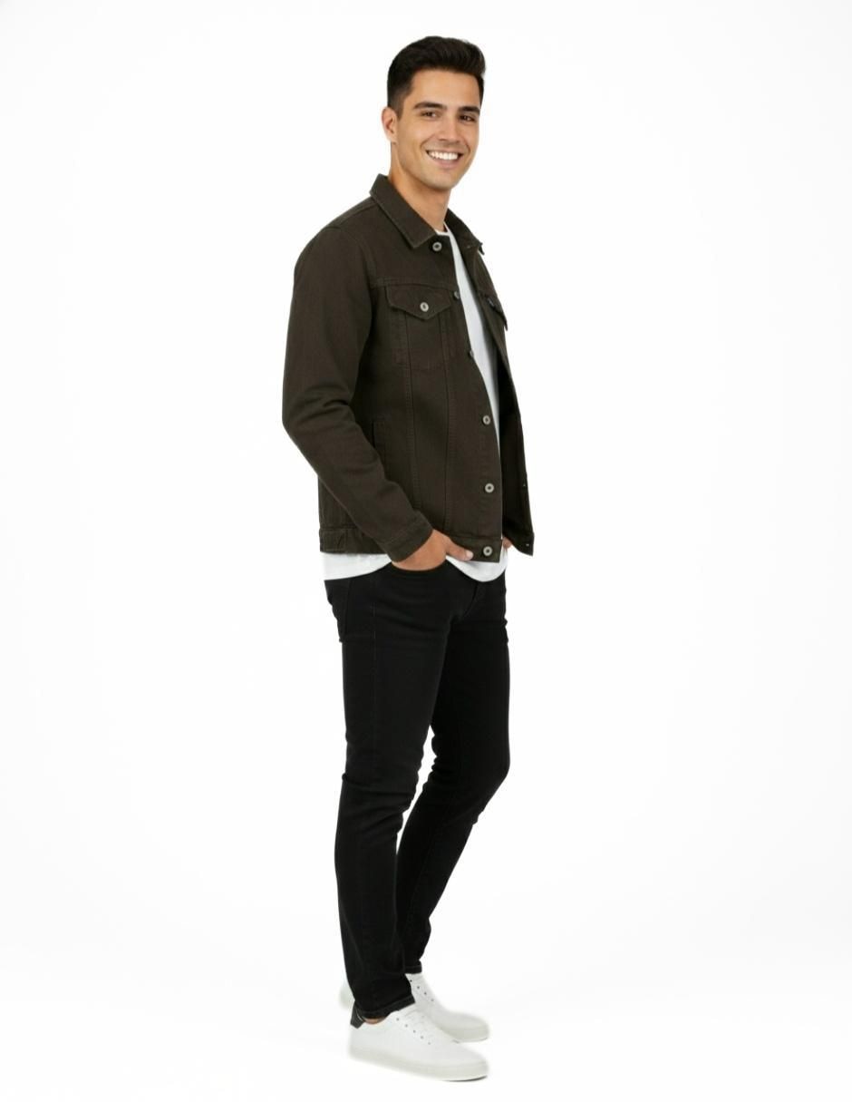 Set chamarra denim de mezclilla con bolsillos para hombre 9