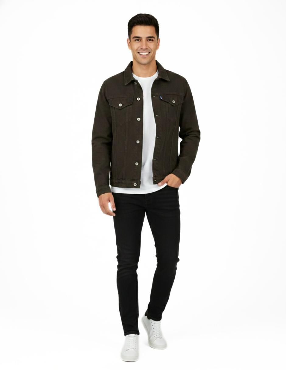 Set chamarra denim de mezclilla con bolsillos para hombre 4