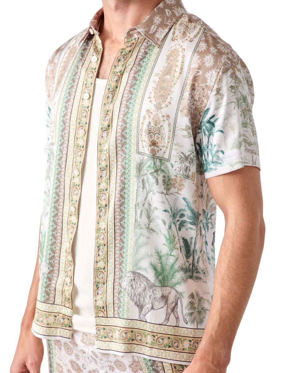 Camisa/sobrecamisa" casual "de" (si aplica) poliéster "manga" corta "para hombre" 3