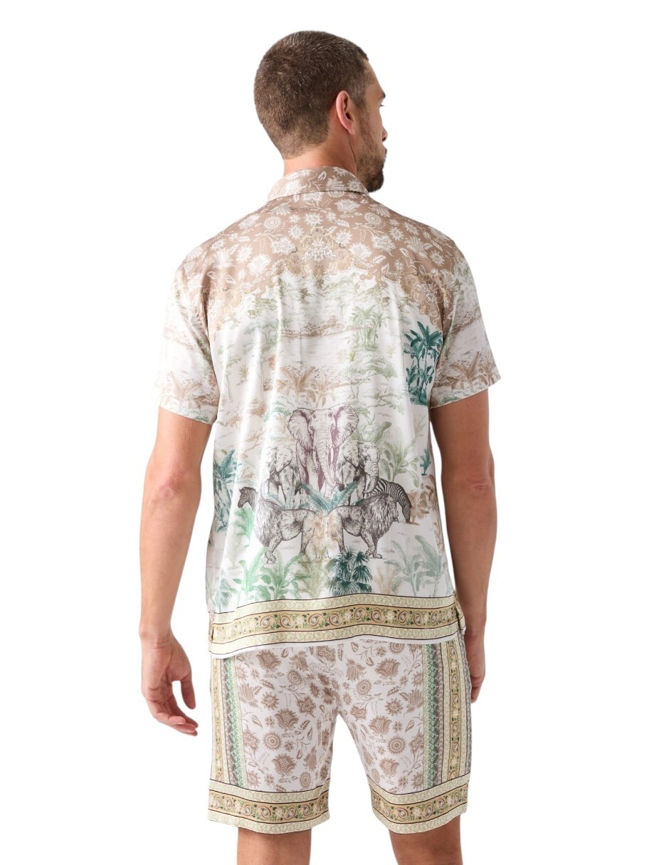 Camisa/sobrecamisa" casual "de" (si aplica) poliéster "manga" corta "para hombre" 4