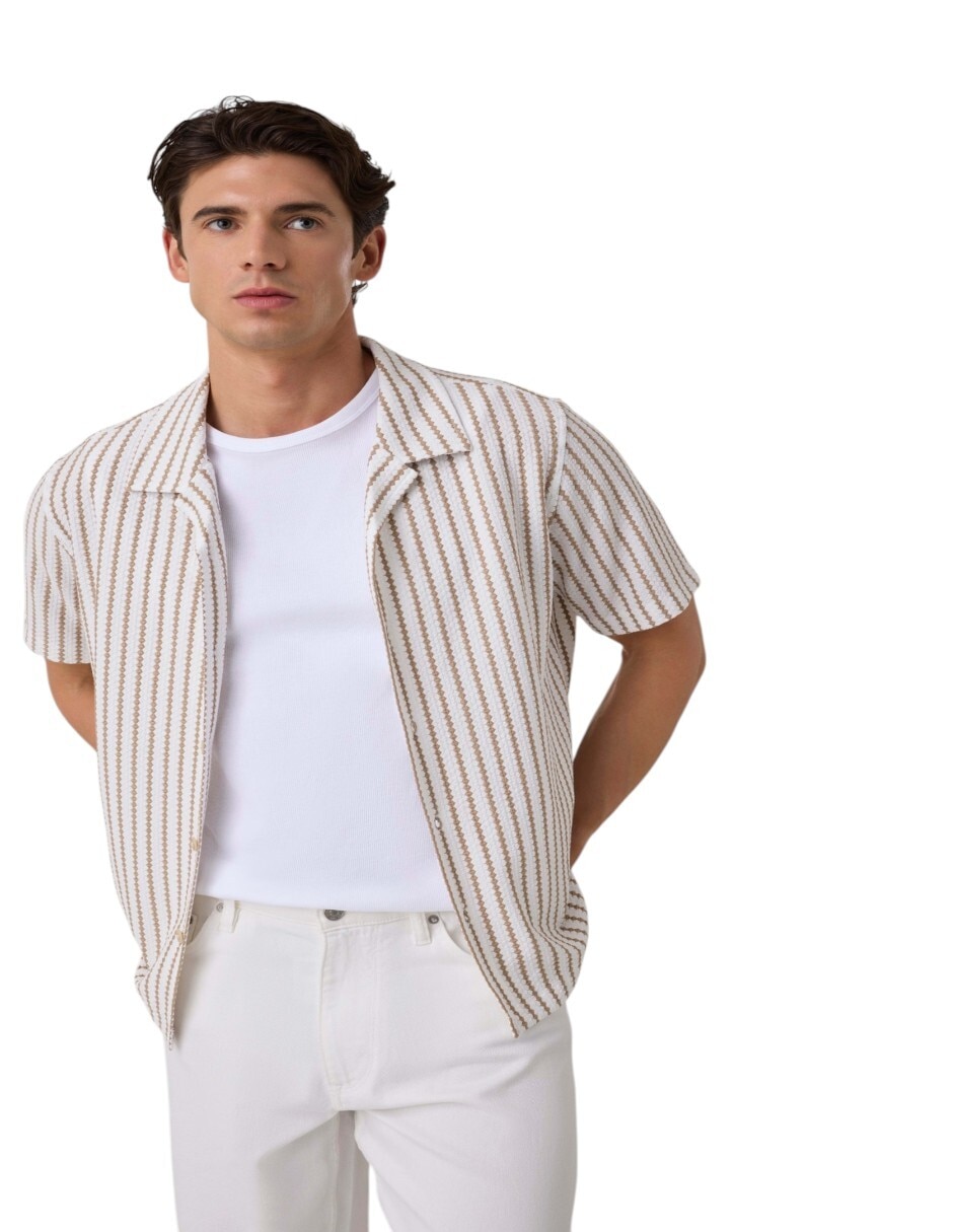 Camisa casual sm26 manga corta para hombre