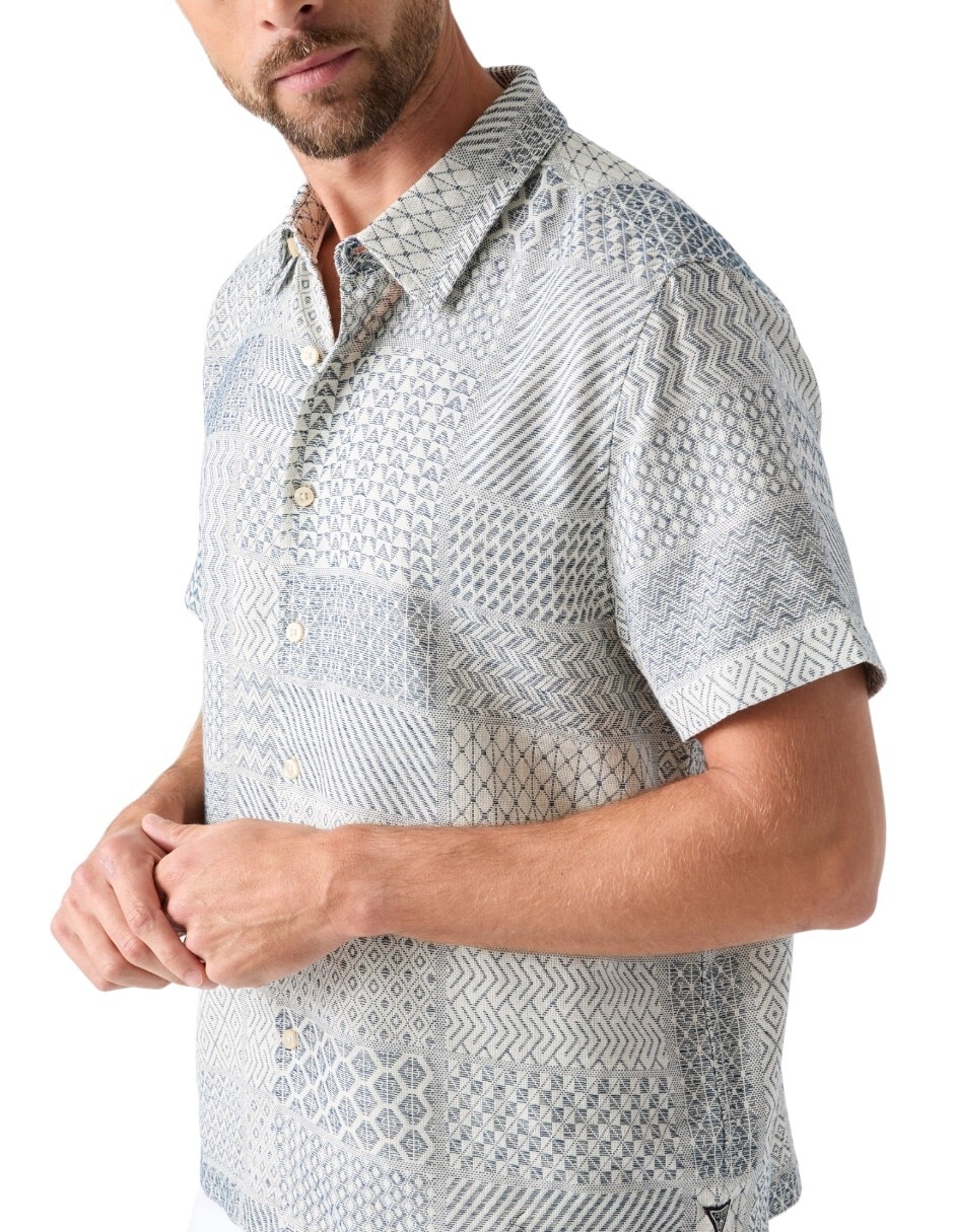 Camisa casual Guess de algodón manga corta para hombre