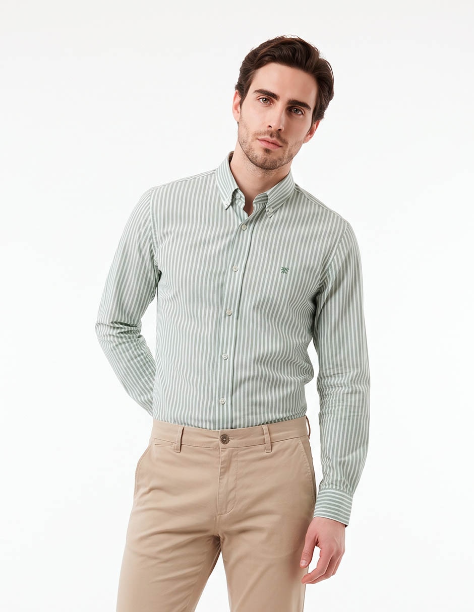 Camisa business casual de algodón manga larga para hombre