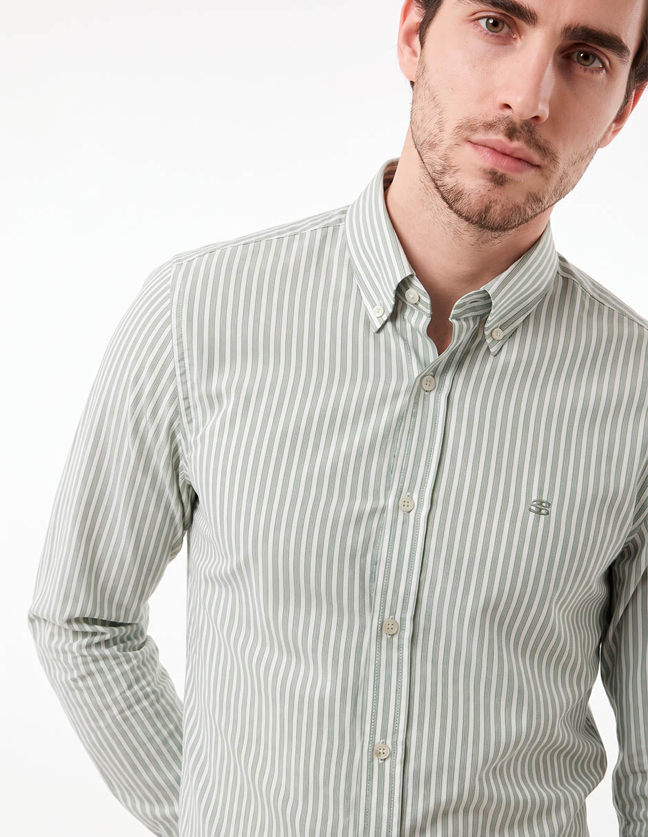 Camisa business casual de algodón manga larga para hombre