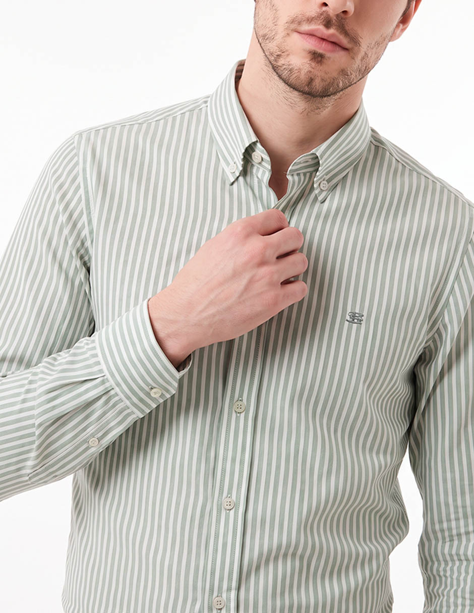 Camisa business casual de algodón manga larga para hombre