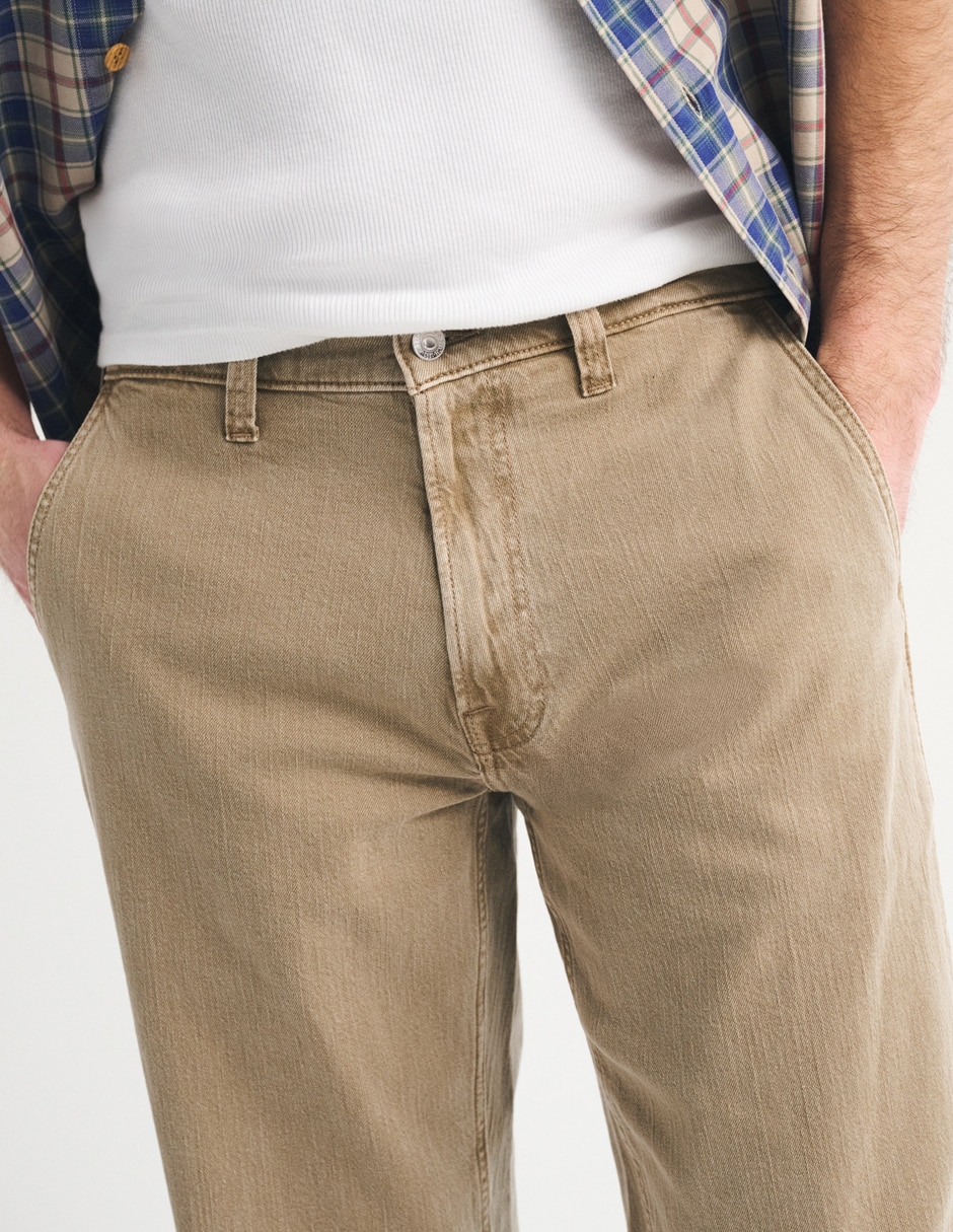 "pantalón" casual regular recto "de" algodón "para hombre" 6