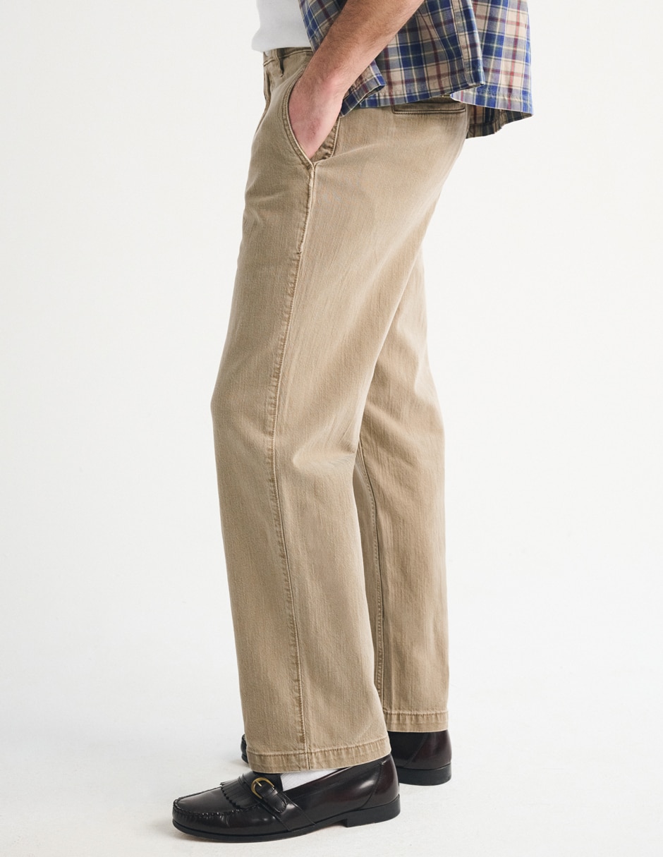"pantalón" casual regular recto "de" algodón "para hombre" 7