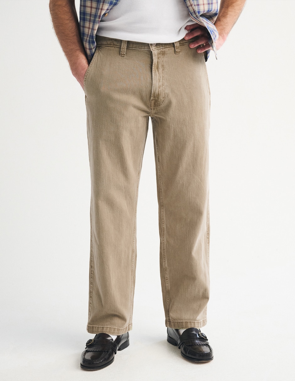 "pantalón" casual regular recto "de" algodón "para hombre" 2