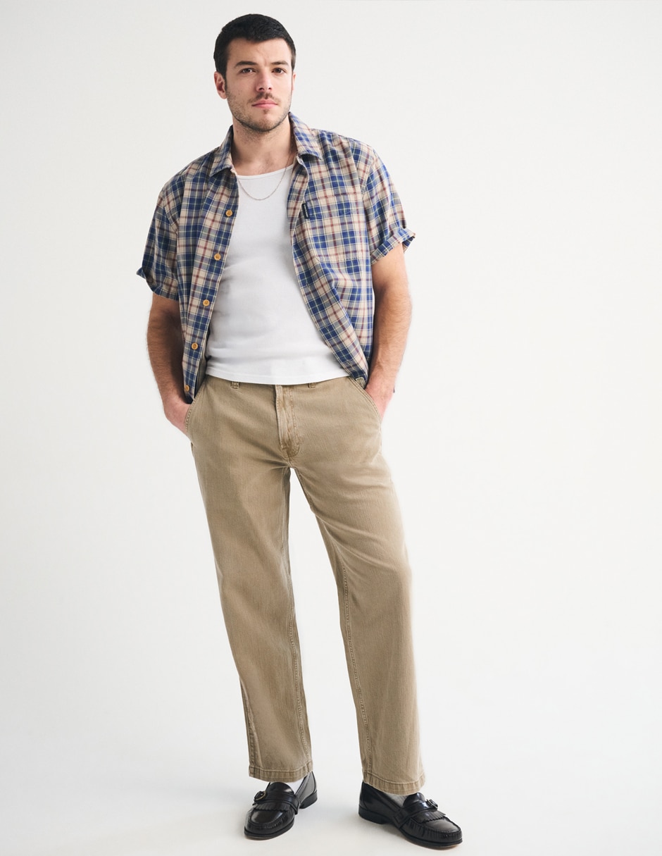 "pantalón" casual regular recto "de" algodón "para hombre" 3