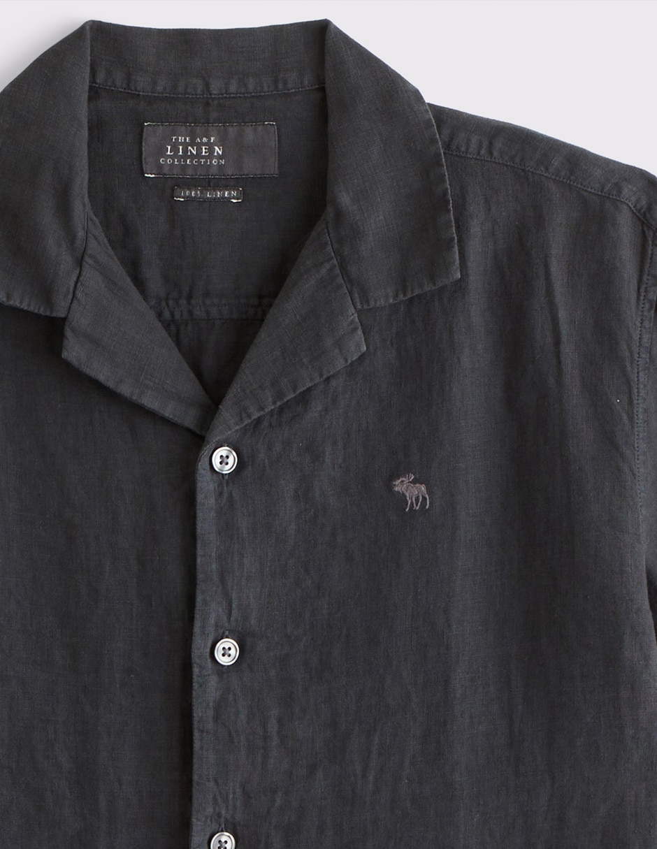 Camisa casual abercrombie & fitch de lino manga corta para hombre