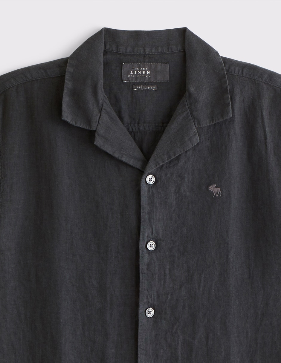 Camisa casual abercrombie & fitch de lino manga corta para hombre