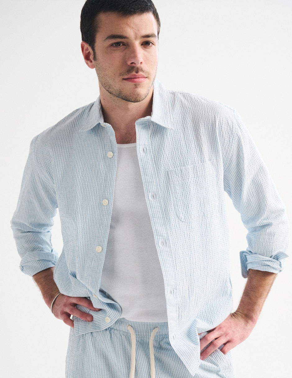 Camisa casual de algodón manga larga para hombre 6