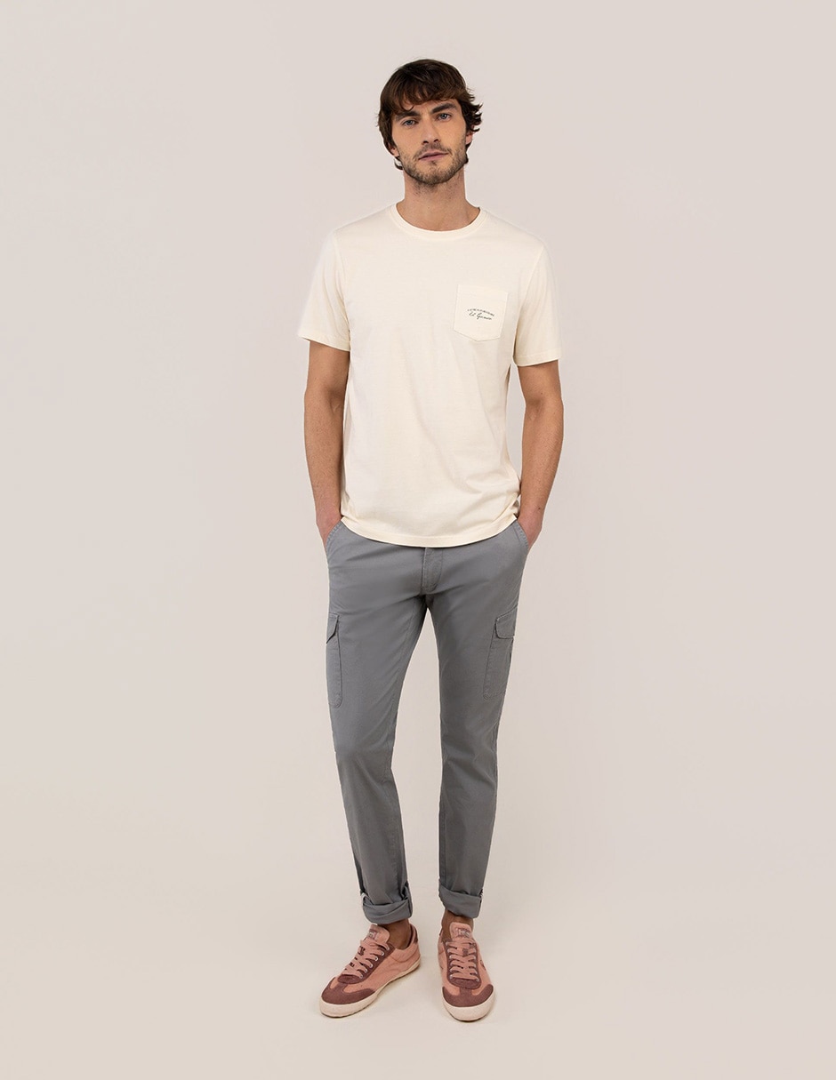 Pantal—n casual cargo slim de algod—n y elastano para hombre 3