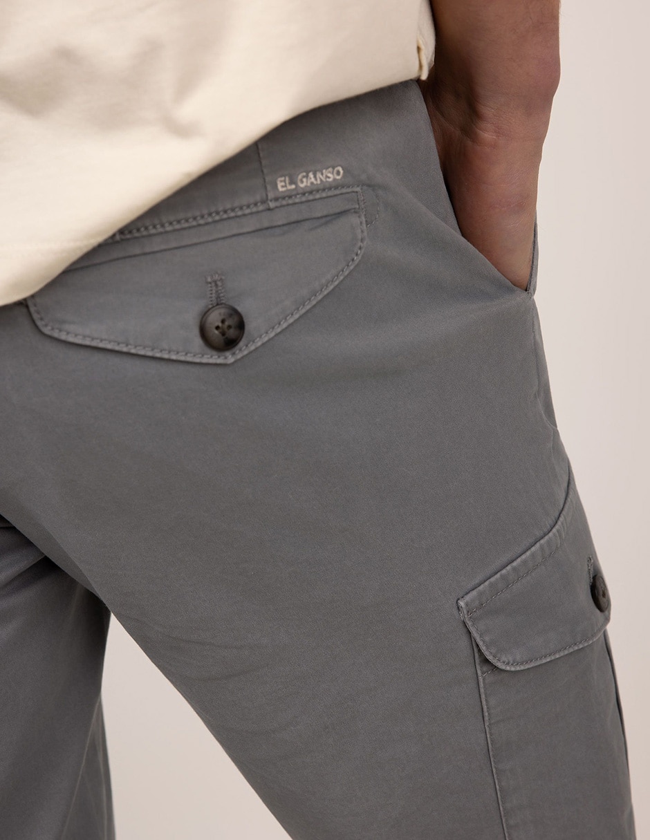 Pantal—n casual cargo slim de algod—n y elastano para hombre 5