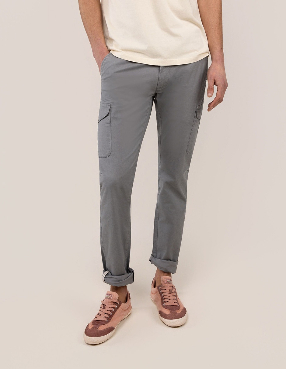 Pantal—n casual cargo slim de algod—n y elastano para hombre 1