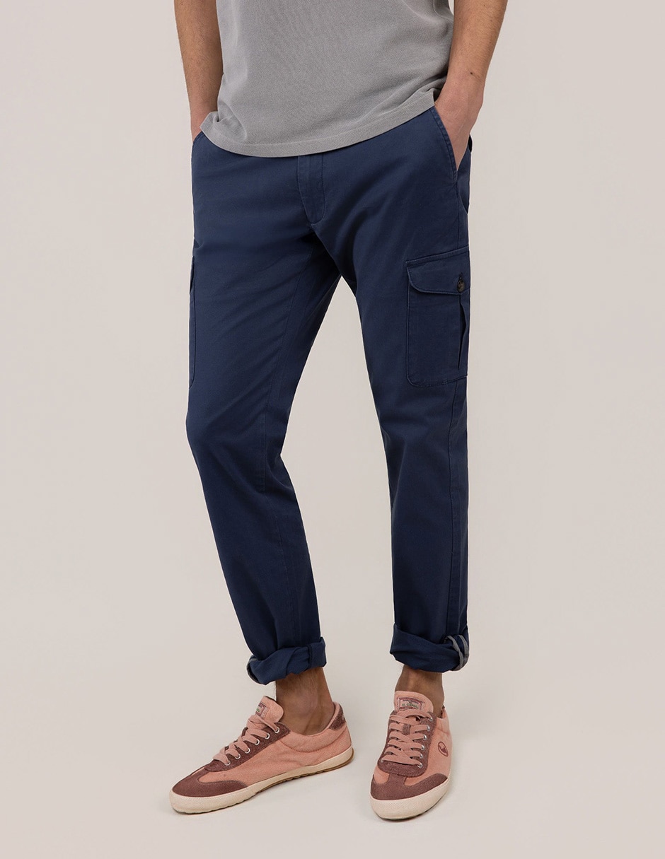 Pantalón casual cargo slim el ganso de algodón y elastano para hombre