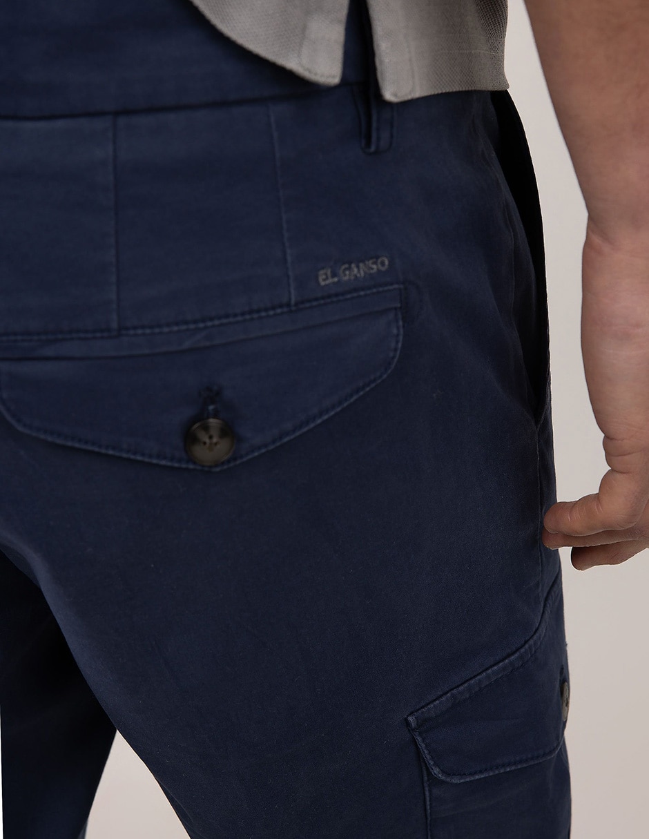 Pantalón casual cargo slim el ganso de algodón y elastano para hombre