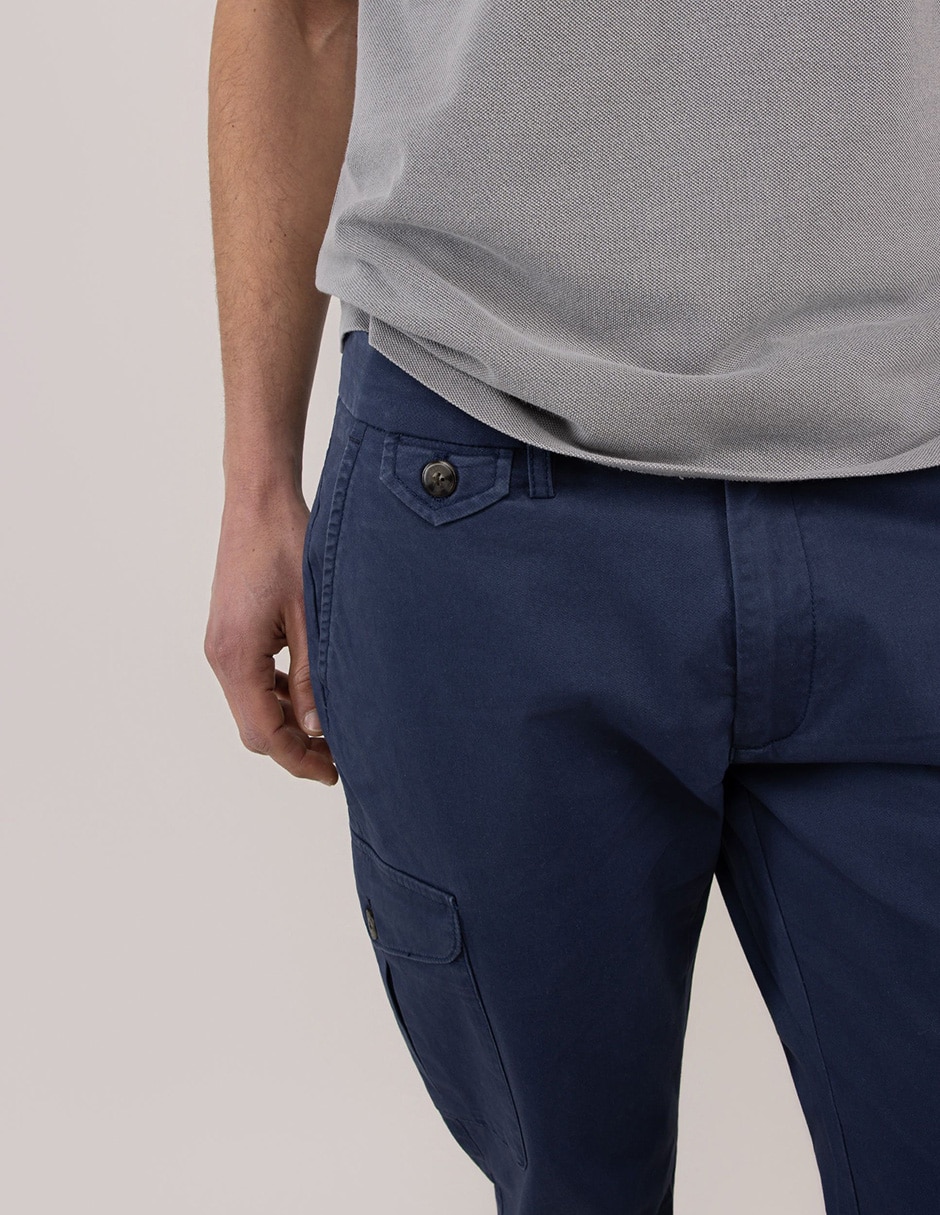 Pantalón casual cargo slim el ganso de algodón y elastano para hombre