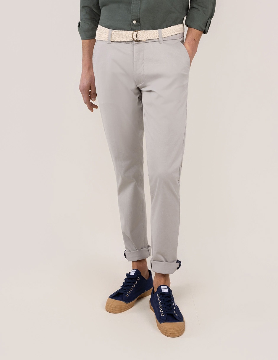 Pantalón casual chino regular de algodón y elastano para hombre