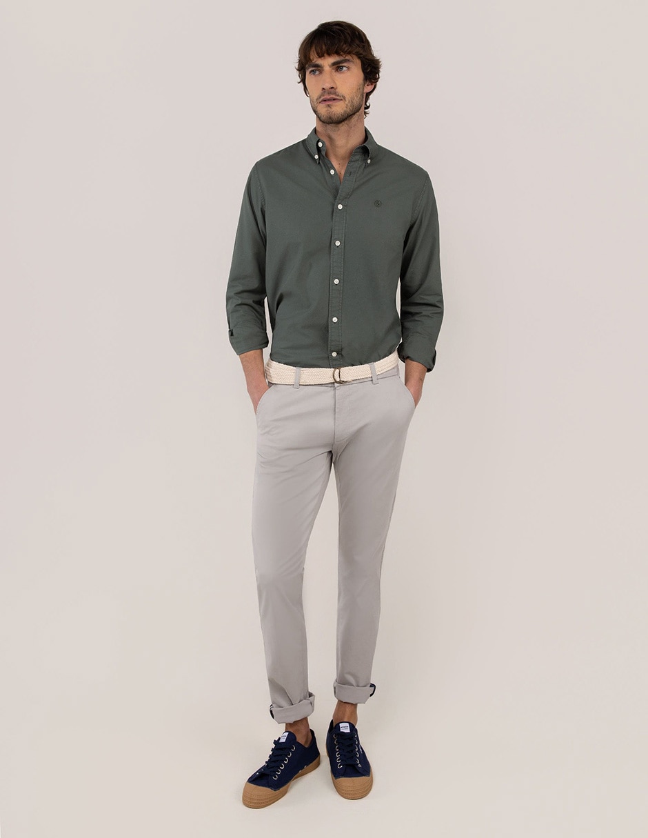 Pantalón casual chino regular de algodón y elastano para hombre 2