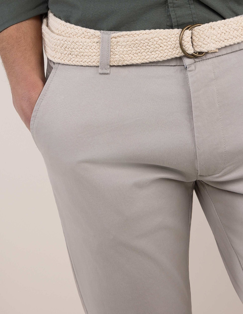 Pantalón casual chino regular de algodón y elastano para hombre 4