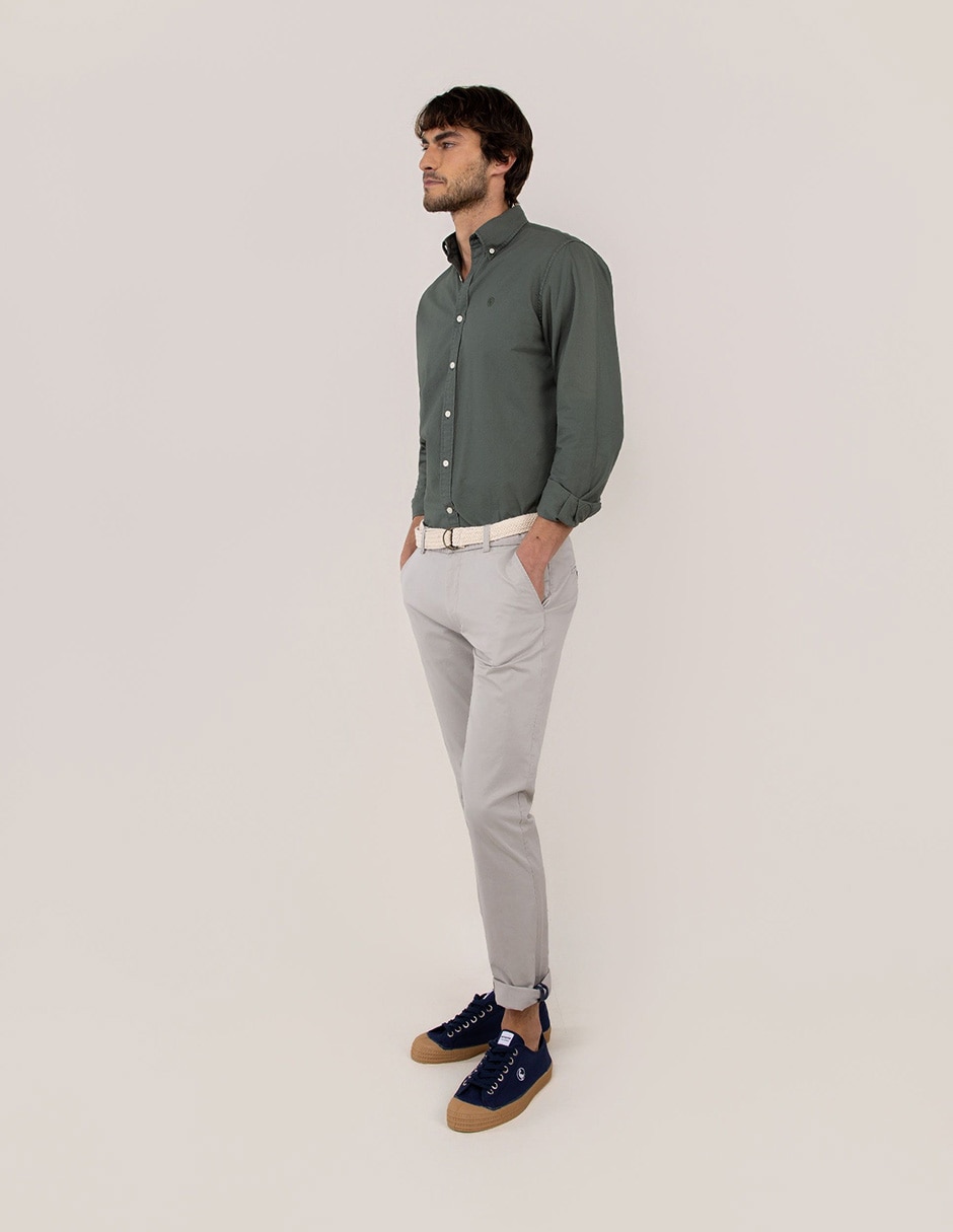 Pantalón casual chino regular de algodón y elastano para hombre 5