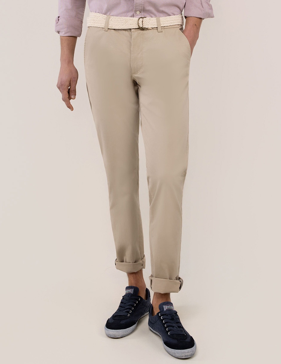 Pantalón casual chino regular de algodón y elastano para hombre Pantalón casual chino regular de algodón y elastano para hombre