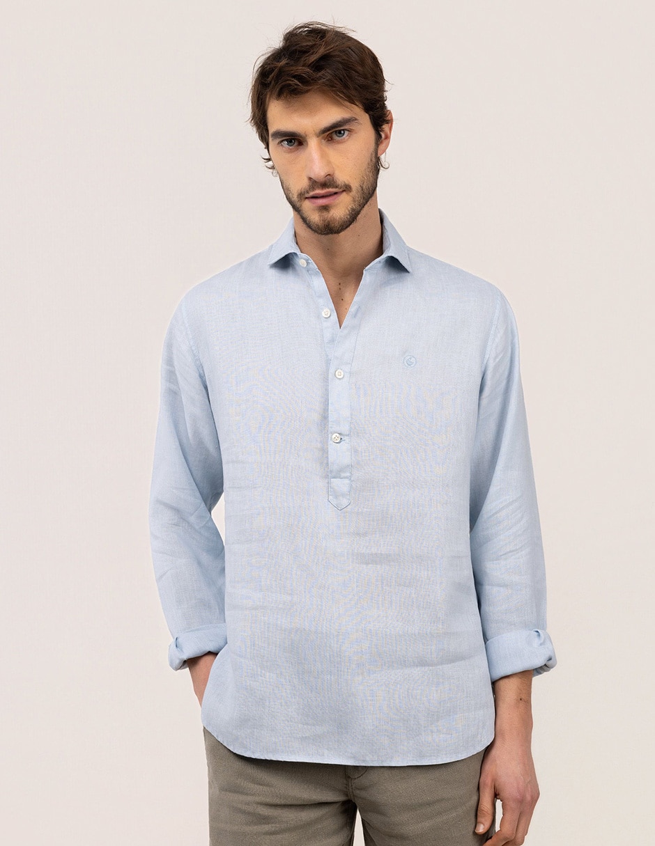 Camisa casual de lino manga larga para hombre Camisa casual de lino manga larga para hombre