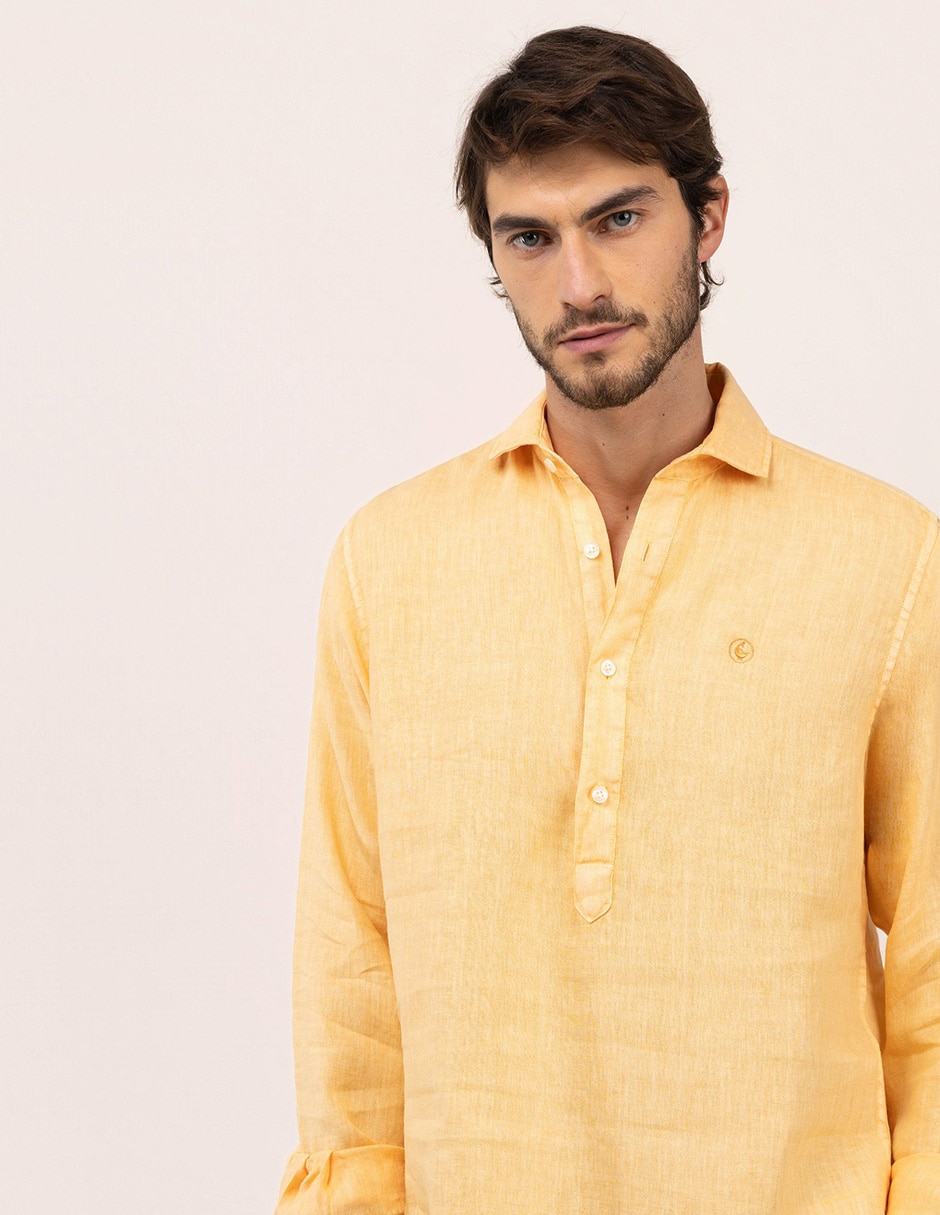 Camisa casual de lino manga larga para hombre 5