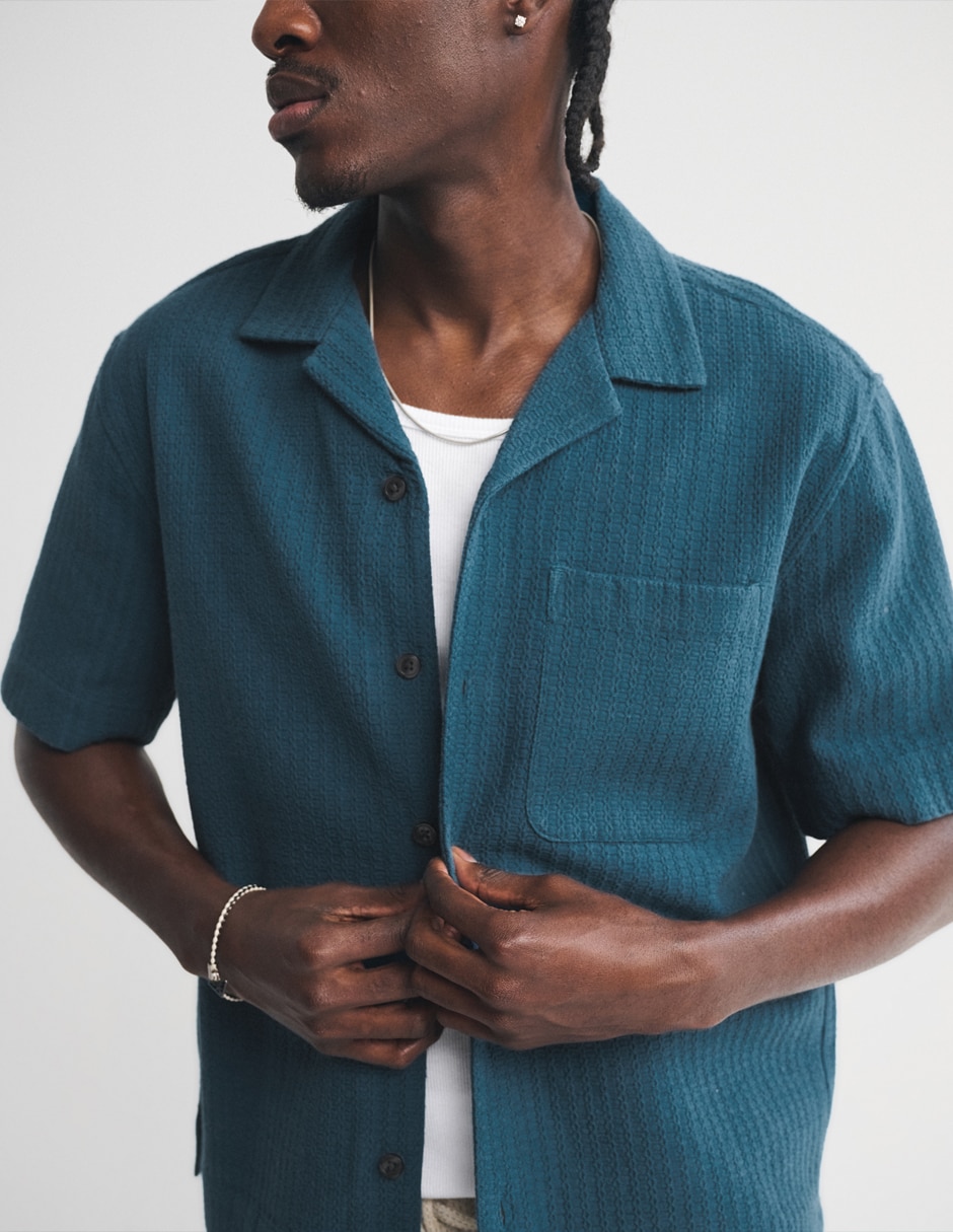Camisa casual de algodón manga corta para hombre 4