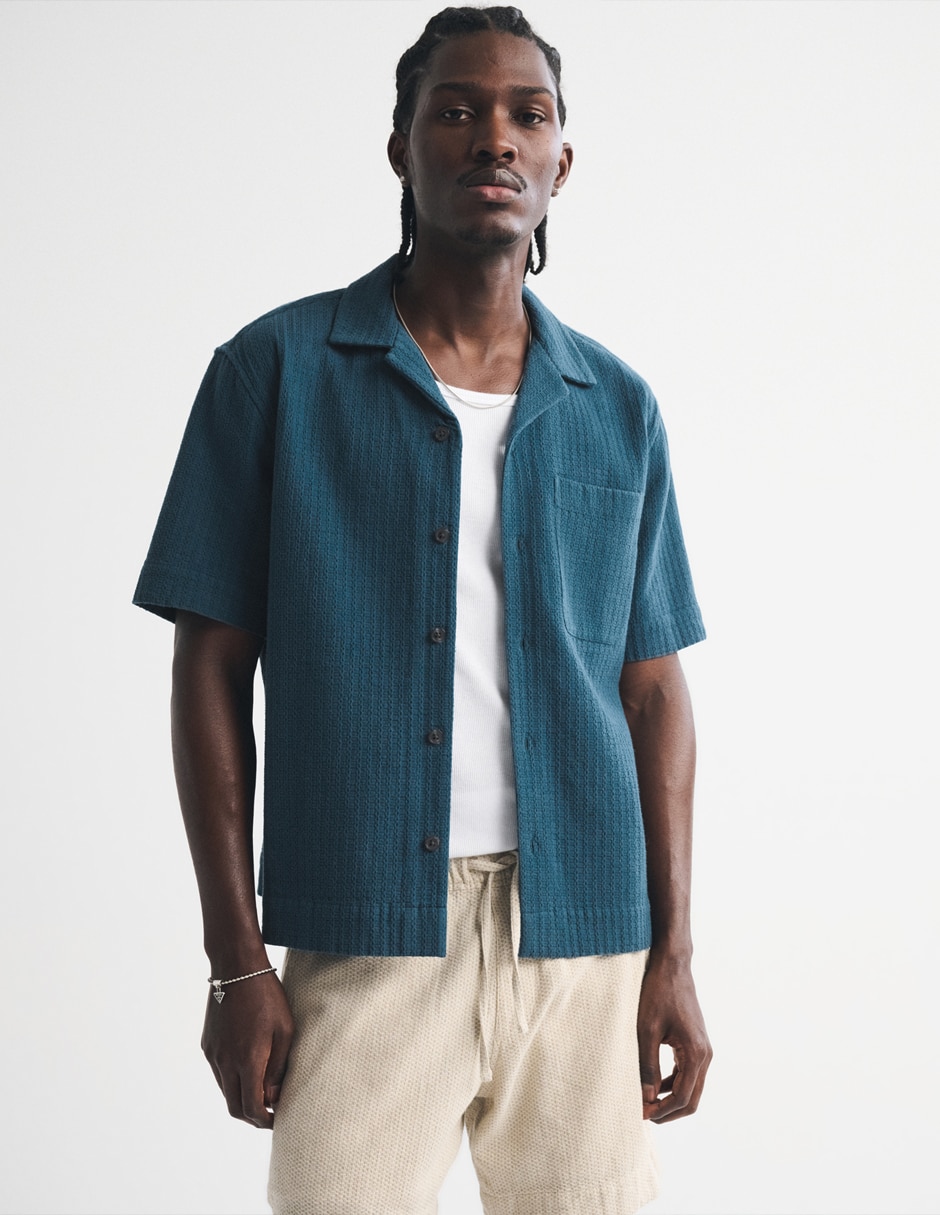 Camisa casual de algodón manga corta para hombre 2