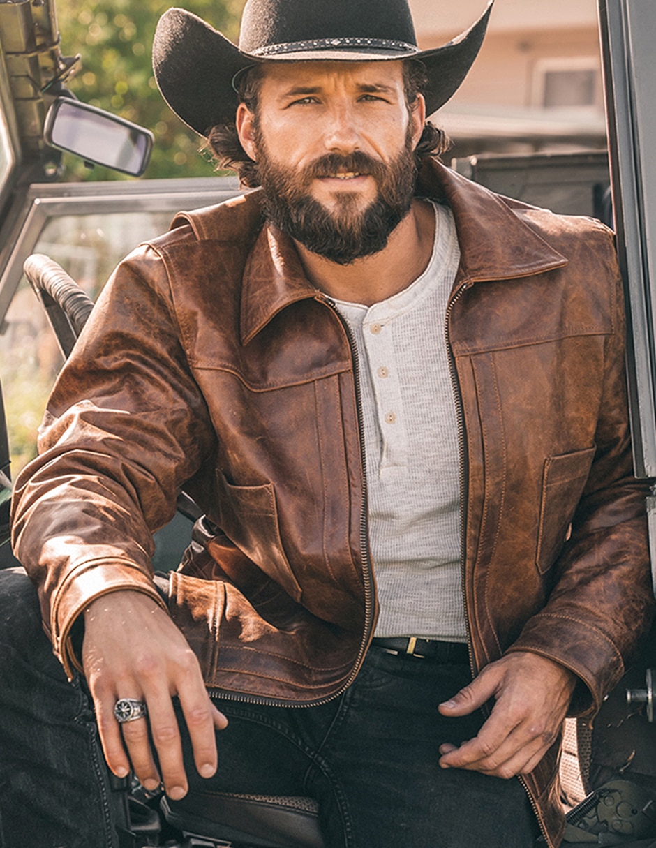 Chamarra casual de piel para hombre 7