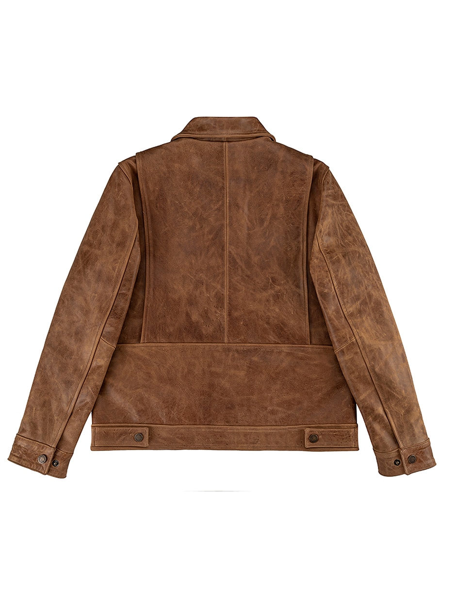 Chamarra casual de piel para hombre 4