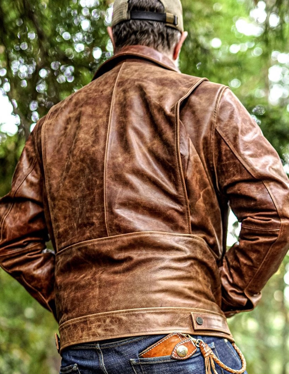 Chamarra casual de piel para hombre 2