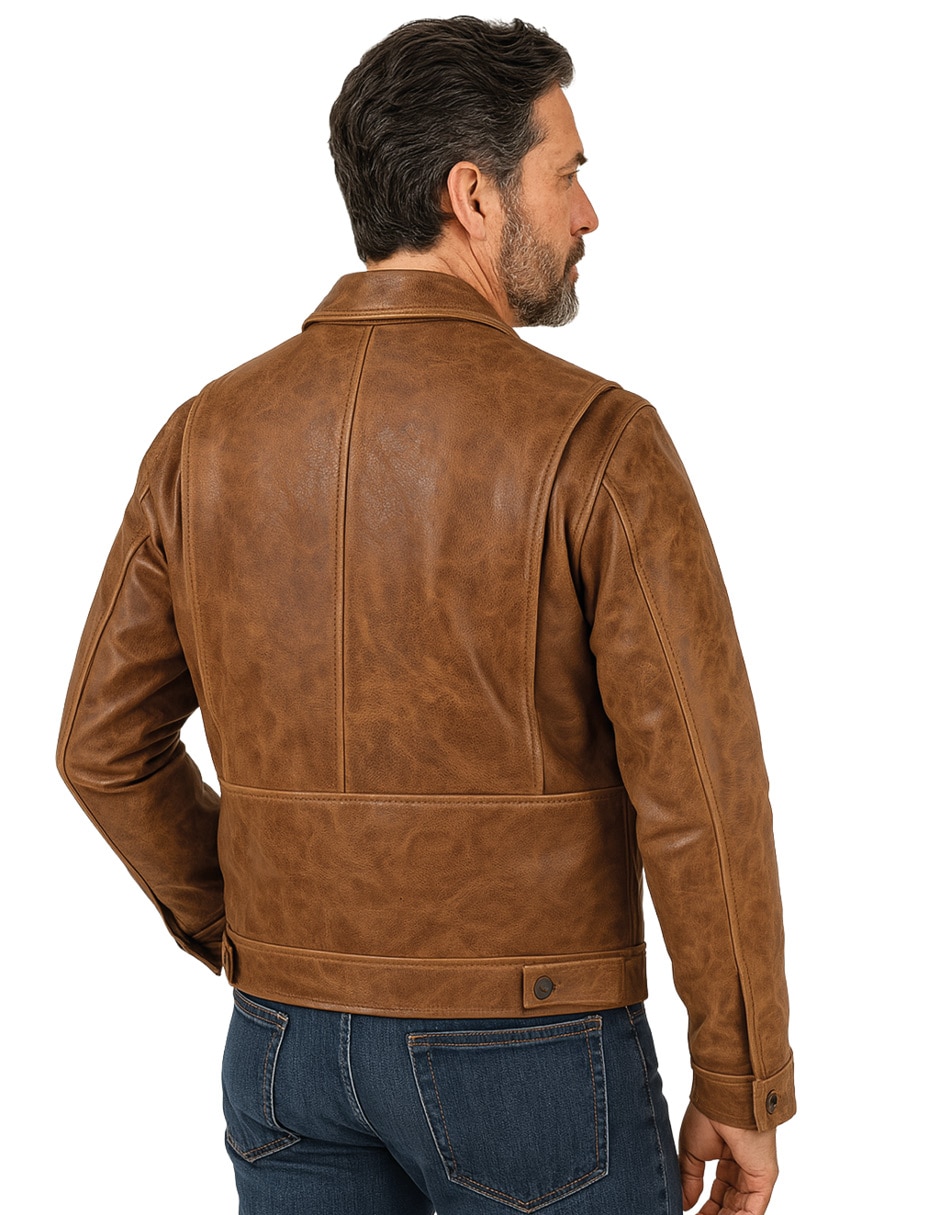 Chamarra casual de piel para hombre 8