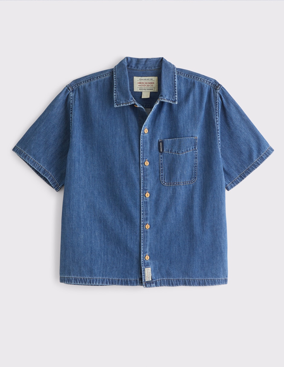 Camisa casual de algodón manga corta para hombre